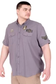 Mode XL Büyük Beden Erkek Gömlek Çift Cep Kapaklı Gabardin U25601 K.Gri thumbnail 5
