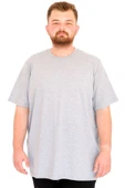 Mode XL Büyük Beden Erkek T-Shirt Bisiklet Yaka U25035 Gri Melanj thumbnail 1