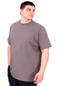 Mode XL Büyük Beden Erkek T-Shirt Bisiklet Yaka FOREVER U25023 Füme thumbnail 4