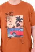 Mode XL Büyük Beden Erkek Baskılı T-Shirt Palm Dream U25026 Tarçın thumbnail 5