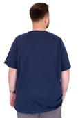 Mode XL Büyük Beden Erkek T-Shirt Bisiklet Yaka OPTIMISTIC U25028 İndigo thumbnail 4