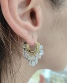 Çok Taşlı Sallantılı Gümüş Küpe | 925 Ayar Şık ve Göz Alıcı Kadın Küpesi - 5