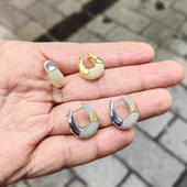 Beyaz Taşlı Zarif Gümüş Halka Küpe - 4