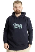 Mode XL Büyük Beden Erkek Sweatshirt Kapüşonlu 23540 Lacivert thumbnail 1