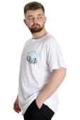 Mode XL Büyük Beden Erkek T-shirt FOREVER 23138 Beyaz thumbnail 3