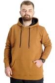 Mode XL Büyük Beden Sweat Kapşon Kangoroo Pocket Basic 20562 Camel thumbnail 1