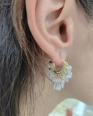 Çok Taşlı Sallantılı Gümüş Küpe | 925 Ayar Şık ve Göz Alıcı Kadın Küpesi - 1