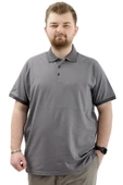 Mode XL Büyük Beden Erkek Tişört Polo Yaka Nakışlı LOGO M U24338 Füme thumbnail 1