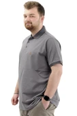 Mode XL Büyük Beden Erkek Tişört Polo Yaka Nakışlı LOGO M U24338 Füme thumbnail 2