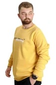 Mode XL Büyük Beden Erkek Sweatshirt Bisiklet Yaka Man Official 23528 Hardal - 2