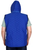 Mode XL Büyük Beden Erkek Fermuarlı Kapüşonlu Şişme Yelek U24705 Mavi thumbnail 4