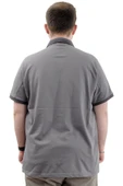 Mode XL Büyük Beden Erkek Tişört Polo Yaka Nakışlı LOGO M U24338 Füme thumbnail 4