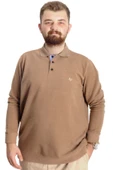 Mode XL Büyük Beden Erkek Sweat Polo Selanik Nakışlı 20440 Sütlü Kahve thumbnail 1