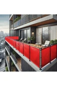 sizenelazım 110cm x 1.5m  Kırmızı PVC Su Geçirmez Balkon Demiri Korkuluk Çit Branda thumbnail 1