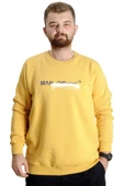 Mode XL Büyük Beden Erkek Sweatshirt Bisiklet Yaka Man Official 23528 Hardal - 1