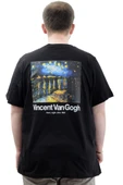 Mode XL Büyük Beden Baskılı Erkek T-Shirt Bisiklet Yaka VAN GOGH U24040 Siyah thumbnail 4