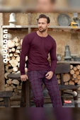 Aydoğan Erkek Civan Patlı Modal Bordo Pijama Takım 3350 - 2