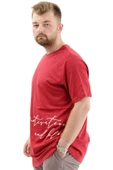 Mode XL Battal Beden Erkek Pamuklu T-Shirt Yumuşak Dokulu Baskılı BELIEF U24085 Bordo thumbnail 2