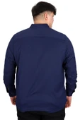 Mode XL Büyük Beden Erkek Uzun Kol Gömlek Cepli OXFORD U20367 Lacivert thumbnail 4