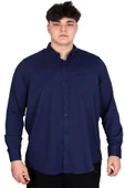 Mode XL Büyük Beden Erkek Uzun Kol Gömlek Cepli OXFORD U20367 Lacivert thumbnail 1