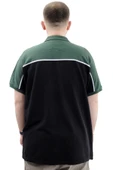 Mode XL Büyük Beden Erkek T-Shirt Polo Yaka Renk Bloklu DEER U24324 Siyah thumbnail 4