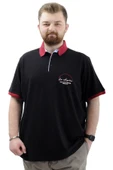 Mode XL Büyük Beden Erkek Tişört Polo Yaka Nakışlı LOS ANGELES U24331 Siyah thumbnail 1