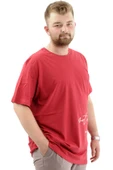 Mode XL Battal Beden Erkek Pamuklu T-Shirt Yumuşak Dokulu Baskılı BELIEF U24085 Bordo thumbnail 3