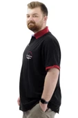 Mode XL Büyük Beden Erkek Tişört Polo Yaka Nakışlı LOS ANGELES U24331 Siyah thumbnail 2
