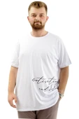 Mode XL Battal Beden Erkek Pamuklu T-Shirt Yumuşak Dokulu Baskılı BELIEF U24085 Beyaz thumbnail 1
