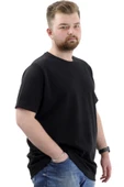 Mode XL Büyük Beden Erkek T-Shirt İnterlok Basic Bisiklet Yaka Tişört STRIVE U24078 Siyah thumbnail 3