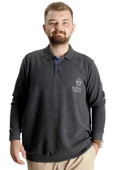 Mode XL Büyük Beden Erkek Sweat Polo Selanik Classic Sport 23444 Antramelanj thumbnail 1