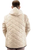Mode XL Büyük Beden Erkek Kapitone Kalın Mont Cepli Kapüşonlu U24604 Bej thumbnail 4