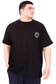 Mode XL Büyük Beden Erkek T-Shirt Bisiklet Yaka GREAT U25024 Siyah thumbnail 1