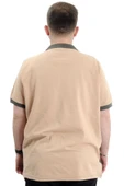 Mode XL Büyük Beden Erkek Polo Yaka Tişört Renk Bloklu U24322 Bej thumbnail 4