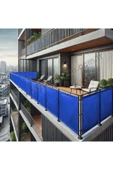 sizenelazım 130cm x 5.5m  Mavi PVC Su Geçirmez Balkon Demiri Korkuluk Çit Branda thumbnail 1