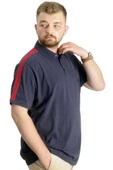 Mode XL Büyük Beden Erkek T-Shirt Polo Yaka Wreath 22320 Lacivert thumbnail 3