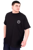 Mode XL Büyük Beden Erkek T-Shirt Bisiklet Yaka GREAT U25024 Siyah thumbnail 4