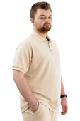 Mode XL Büyük Beden Erkek Tişört Polo Yaka JAKAR U24337 Bej thumbnail 3