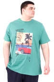 Mode XL Büyük Beden Erkek Baskılı T-Shirt Palm Dream U25026 Çağla thumbnail 1