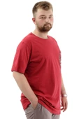 Mode XL Büyük Beden Erkek Tişört Baskılı Bisiklet Yaka Pamuklu CHANGE U24084 Bordo thumbnail 3