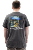 Mode XL Büyük Beden Baskılı Erkek T-Shirt Bisiklet Yaka VAN GOGH U24040 Antrasit thumbnail 4