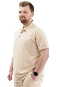 Mode XL Büyük Beden Erkek Tişört Polo Yaka JAKAR U24337 Bej thumbnail 2
