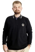 Mode XL Büyük Beden Erkek Sweat Polo Selanik Horse 23440 Siyah thumbnail 1