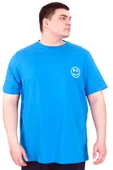 Mode XL Büyük Beden Erkek T-Shirt Bisiklet Yaka GREAT U25024 Saks thumbnail 1