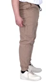 Mode XL Büyük Beden Erkek Pantolon Keten Kargo Jogger 21911 Cappucino - 2
