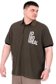 Mode XL Büyük Beden Erkek T-Shirt Polo Yaka REAL U25309 Haki thumbnail 4