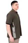 Mode XL Büyük Beden Erkek T-Shirt Polo Yaka REAL U25309 Haki thumbnail 2