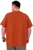 Mode XL Büyük Beden Erkek T-Shirt Bisiklet Yaka FREEDOM U25033 Tarçın thumbnail 4