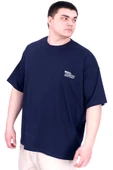 Mode XL Büyük Beden Erkek T-Shirt Bisiklet Yaka FAITH U25030 Lacivert thumbnail 1