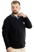 Mode XL Büyük Beden Erkek Sweat Polo Selanik Horse 23440 Siyah thumbnail 3